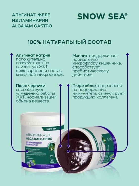 Альгинат-желе из арктической ламинарии с черникой  для ЖКТ , 500 г
